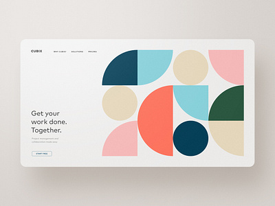 CUBIX — Project Collaboration and Organization collaboration color palette colors geometry landing page project management slack teamwork ui web design webdesign website