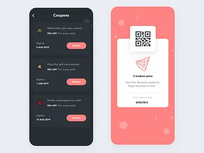 DailyUI 061 - Redeem coupon adobe xd android app branding dailyui dark mode dark theme darkui design dribbble flat illustration interaction interface ios ui ui ux uidesign uidesignpatterns uiux uxdesign