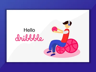 Hello Dribbble animation app branding design flat icon illustration minimal type typography vector website