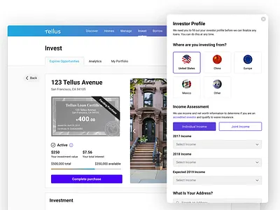 Investor Profile address branding country design investing investment loan profile realestate ui ux web