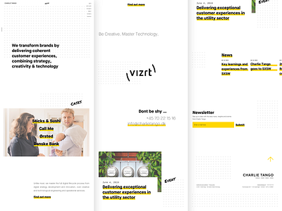 Charlie Tango - Frontpage exploration - All white agency website cases content content design events frontpage grid long page news redesign