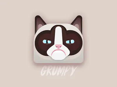 Grumpy Cat animal cat cat illustration design flat fun grumpy grumpy cat illustration kitten kitty kitty illustration pet portrait simple vector