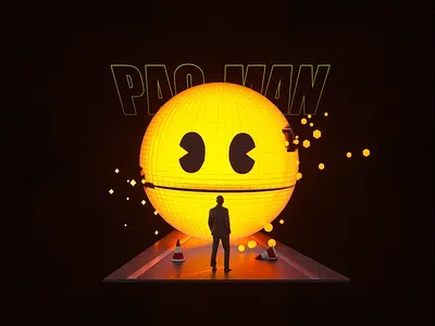 pac-man black c4d cut to the cut to the pac man scenario yellow