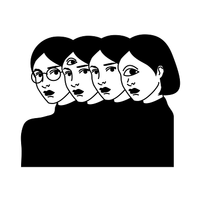 Eye Spies black and white character design girl graphic design illustration illustrator monochrome vector