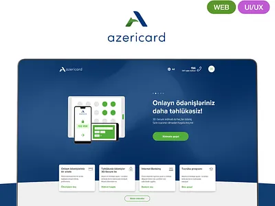 AzeriCard LLC website redesign azerbaijan azericard banking blue minimal modern ui ux web web design