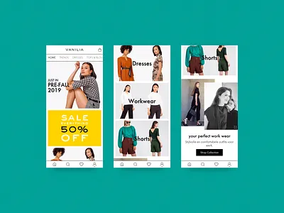 Vanilia Mobile Application app ecommerce fashion mobile