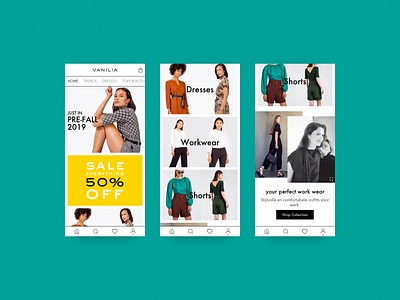 Vanilia Mobile Application app ecommerce fashion mobile