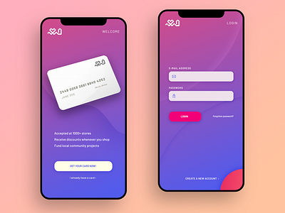 Community Card Mobile App Login Screen design gradients interface login mobile mobile app ui