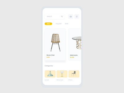 Funiture shopping app app dailyui funiture illustration