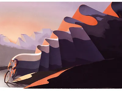 The Road bicycle cycling drawing graphic illustration mountains poster sport texture