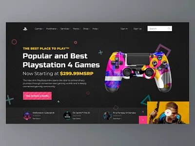 Home screen - Playstation 4 concept cyberpank design game game design home playstation4 preview shot social ui ux web website