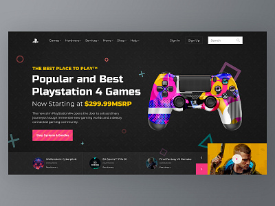 Home screen - Playstation 4 concept cyberpank design game game design home playstation4 preview shot social ui ux web website