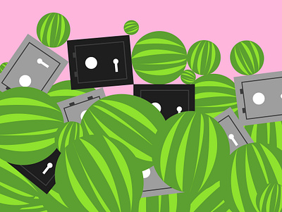 summer deposits bank cool deposits finance finances illustration money nice pay pink season watermelon