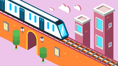 Isometric train flat isometric train vector