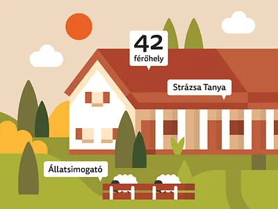 Special needs organization countryside house animals building cloud country countryside farm farm animal flat design house hungarian hungary illustration lamb park pet petting zoo ranch sheep tree vector