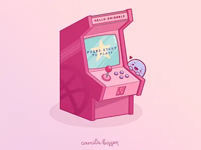 Hello Dribbble! arcade cute illustration kawaii procreate