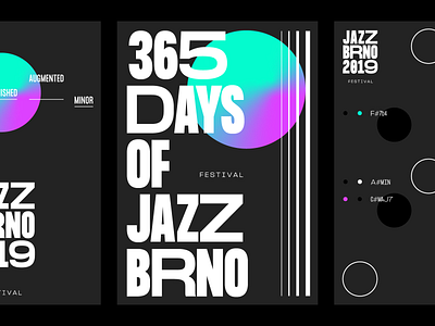 365 DAYS OF JAZZ BRNO - 1 / 3 abstract art brand brand identity branding design festival font gradient graphic design holographic identity jazz minimal minimalist logo poster poster art type typography typography poster