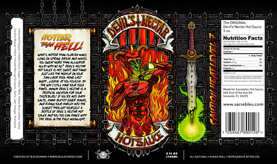 Devil's Nectar hot sauce label design art designer digital art draw hot sauce illustration label design procreate