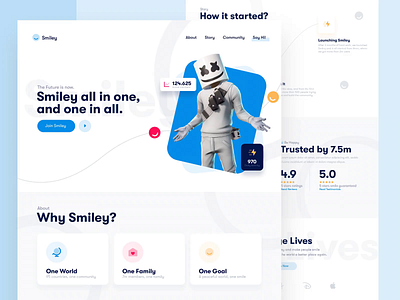 Smiley Landing Page after effects animation clean community design header interface landing page modern motion design ui ux web web design website