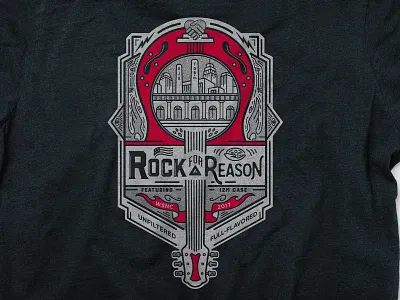 Rock For a Reason Event T-Shirt Design all seeing eye city eagle fundraising graphic design guitar hand heart illustration logo rock skyline tobacco typogaphy usa