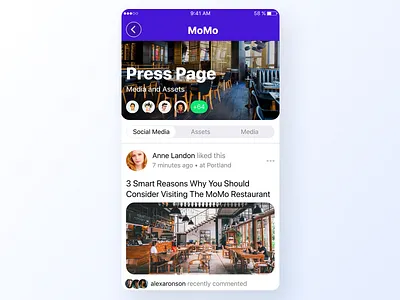 051 Press Page app app design assets dailyui design food foodie grid interface media media kit minimal press restaurant social ui ux