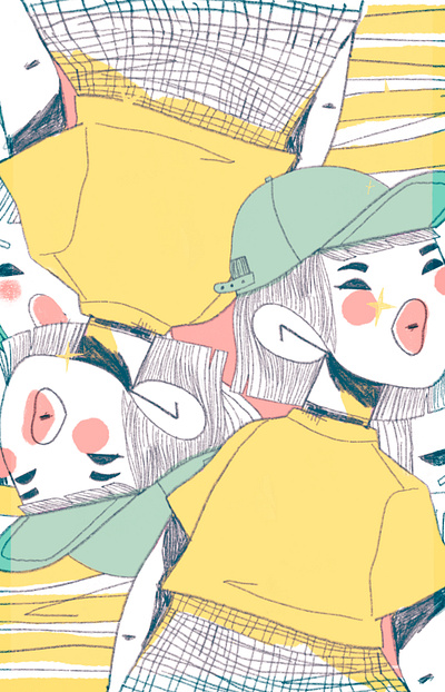 Texture character design girl halftone illustration japan procreate texture