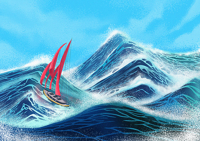 Boat art blue boat book digital paint dynamic art graphic graphic design illustraion illustration illustration art illustrator landscape landscape illustration sea vector illustration web illustration wind
