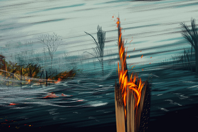 Wildfire amazon amazonian artwork brazil brush climate change detail digital art drawing editorial fire illustration nature pianting wildfire