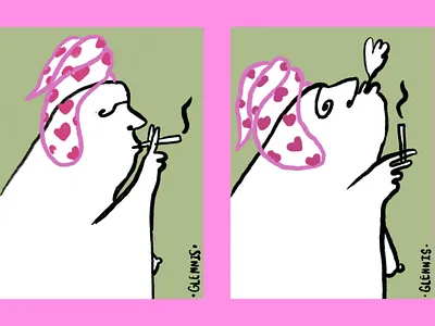 After Bath bath cigarette digitalart glennis illustration