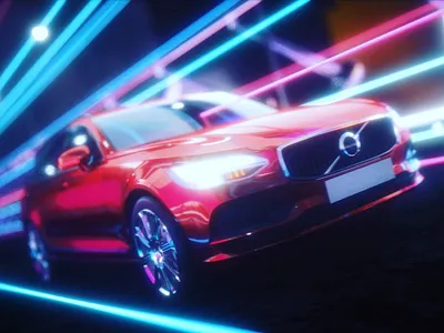 Volvo styleframe 3d car cgi city lights metropolis neon octane product volvo