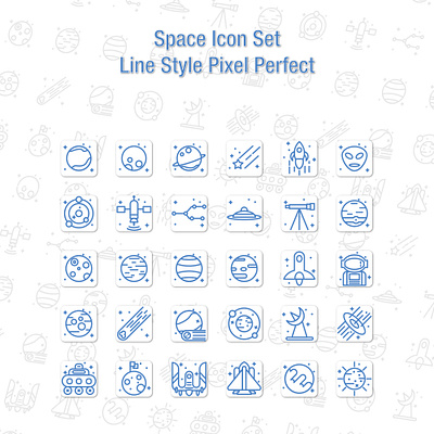 Space Icon Set Line Style animation branding design icon icondesign iconography illustration mobile ui vector