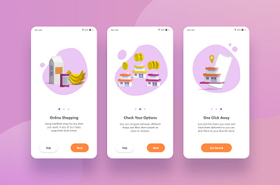 Kartflash Onboarding Screens adobe xd b3d blender illustration mobile onboarding screens