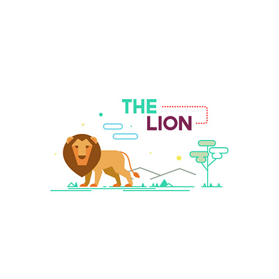 The Lion color design illustration shapes vector