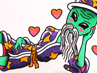 Area Fifty-Yum alana tomlin alanatomlin alien alien wizard american traditional hearts magic tattoo ufo wizard
