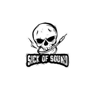 sick of sound... black character design designs great grunge textures grungge icon illustration indonesia logo skull skull logo vector