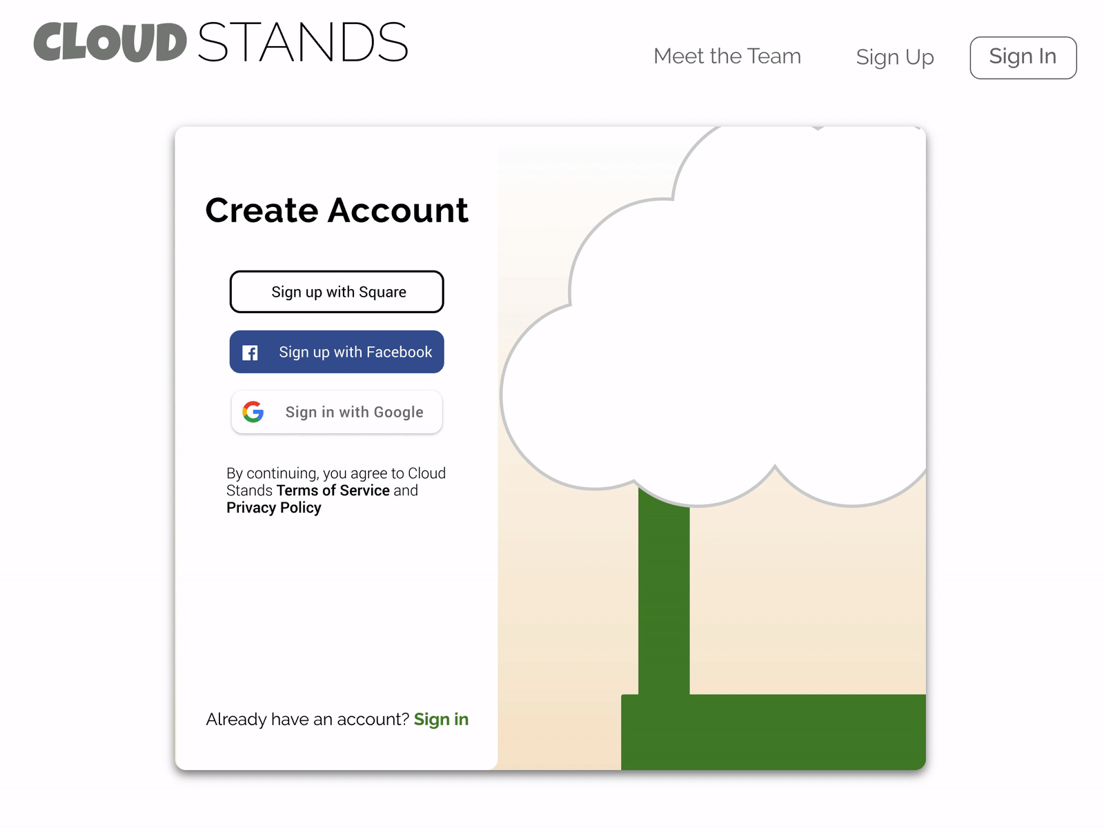 Cloud Stands Login dailyui dailyui 001 dailyuichallenge farmers market interaction design lambda school login sign in sign up ui design ux design