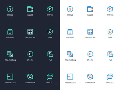 blockchain app icon account api blockchain calculator community contact faq icon key safe setting translation ui wallet 插图