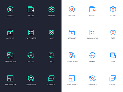 blockchain app icon account api blockchain calculator community contact faq icon key safe setting translation ui wallet 插图