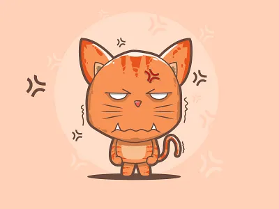 Angry Cat cartoon character design cute funny simple illustration