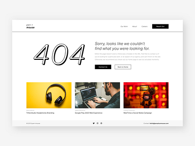 #008 404 Page – Daily UI Challenge 404 404 page agency website blackandwhite bw concept daily ui daily ui 008 dropshadow error landing minimal modern oops sleek studio website ui ux web design