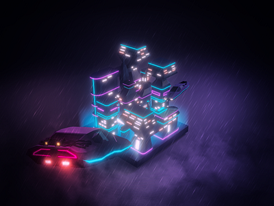 Cyber City 3d blender car city cyber punk cyberpunk diorama game game art game design hover illustration isometric isometric design isometric illustration low poly low poly lowpoly lowpolyart render