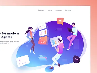 Estatebud Hero Illustration app chart dashboard gradient graph hero illustration landingpage market mobile property real estate stats web