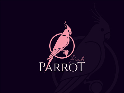 Pink Parrot Logo bird logo conceptual design logo night club parrot wine label