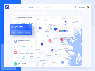 Control Projects (map view) analysis cards clean control dashboad data map minimal product product design ugem ui ux web