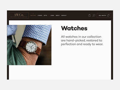 AWCO - Website redesign animation branding clean details interactions rolex shop ui ux watches webshop website