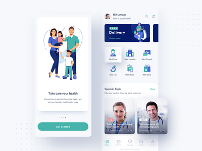 Medical App - Home app card care clean design doctor health icon illustration medical mobile prescription ui