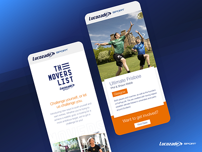 Lucozade Sport - Movers List brand clean clean ui exercise fitness marketing minimal sport sports sports branding sports design ui ui ux user experience user interface design userinterface web web design website