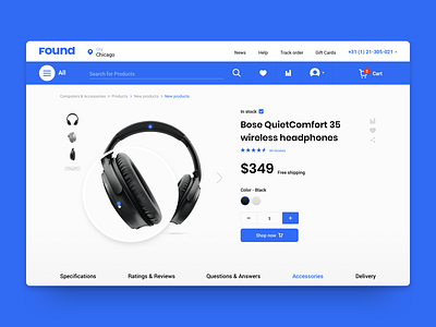 Found_ blue ecommerce tech ui ux web