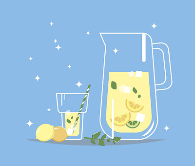 Lemonade flat illustration lemonade lemons summer vector web