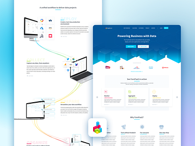 ForePaaS website branding data design flat header home homepage landing menu navigation responsive ui website